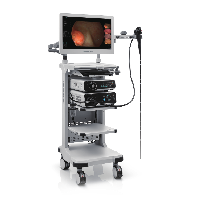 SonoScape endoscopy system on a mobile tower with display monitor